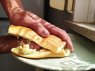 Two videos in one: cum in food and peeing on me before ejaculation.