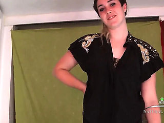 Hairy Brunette Babe Fingering Her Tiny Tits and Fucking with a Sex Toy