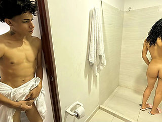 Stepsister shower spy fucked hard when no one is home