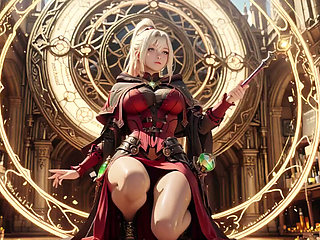Red & Black Armor Witch! Forbidden Casting in the Gothic Library.