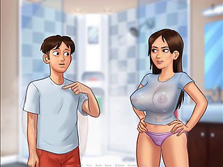 Stepmom with big natural tits makes a splash in summertime saga episode