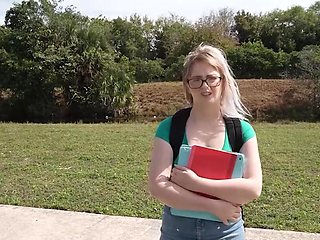 Cute girl in sexy glasses fucks a strange black dick