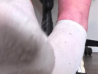 Sneaky Office Foot Tease in Checkerboard Vans - Toe-only Strip & Intense Barefoot Play POV