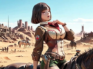 Wild Western Rider! Leather Allure Under the Desert Heat.