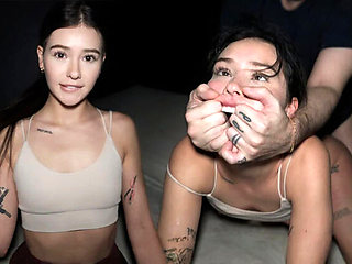 Threesome Doggy Style: Submissive Teen Gets Rough 2 on 1 Hardcore