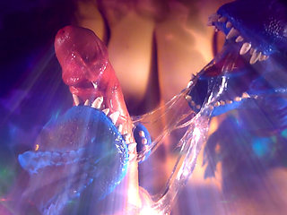 Bro makes sis believe that it's a game! 2 perverted T-Rex drool profusely on the dick of his...