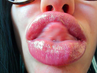Shiny Lips Close up Pouting