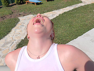 SEX in the pool ! BIG cock in tight pussy! FACIAL