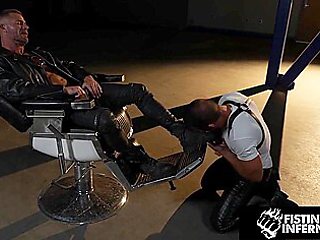 Hairy Man Barber Bred By Leather Stepdad - Tryp Bates, Greg Dixxon