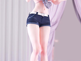 [mmd] 鸣潮 今汐aoa - Heart Cropped Shorts; Belly Top; Striptease