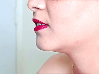 Desi Bhabhi Sloppy Condom Blowjob – Red Lipstick Cum in Condom Closeup