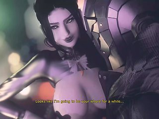 3d cartoon French fantasy - Man wields bold prowess to satisfy lusty woman in fiery