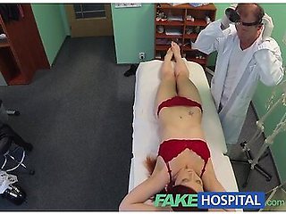 Sexy redhead surprises a doctor with what is inside her pussy
