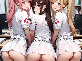 Hentai 2026! Compilation of a very playful secretary, student, and nurse