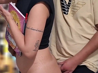 Slutty Student Gets Cumshot in Public on the Bus