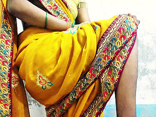 Today I'm ready to in a yellow saree with a thick come on