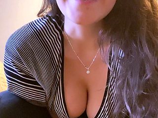 Brunette amateur babe strips off and masturbates