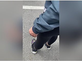 Wife In Transparent Spandex With Visible Peach Panties