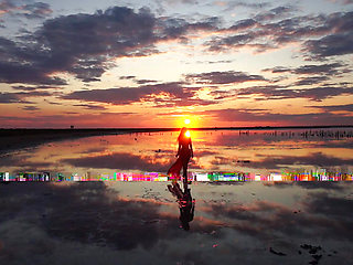 Walk on Red Sunset of Elton Salt Lake