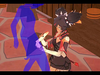 Genshin Impact Hentai - Xinyan Handjob and Blowjob - Japanese Asian Manga Anime Film Game Porn