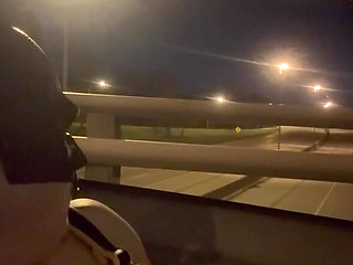 Almost Caught: Leather Muscle God's Risky Bridge Flex & Stroke