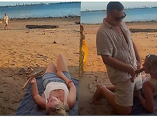 A Stranger Caught Me Masturbating At The Public Nudist Beach, I Sucked His Big Cock While I Got Off, My Husband Filmed! With Random Guy