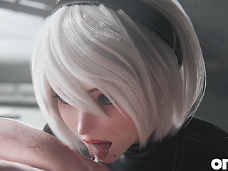 2b Nier Automata Blowjob & Town Cowgirl Fuck - Creamy Pussy & Creampie Ending 3D Animation
