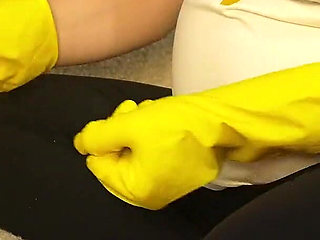 Giantess Stepsister Humiliates Tiny Stepbrother Giantess Stepsister Has a Yellow Latex Dishwashing Glove Because She