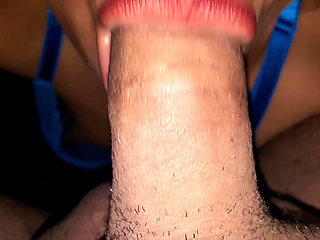 I give my husband a blowjob after work and he cums in my mouth a lot of cum