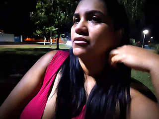 Nicoly Mattos Flashing Hairy Pussy and Big Tits in Square