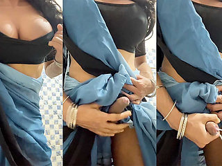 Crossdresser Jerking off in Saree
