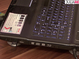 Hottie spreads legs as she rides a massive cock in the office