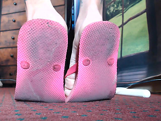 Extreme closeup flipflops bare soles