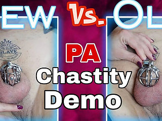 Amateur Femdom Pegging: New Chastity Cage Demo For Beginner Slave