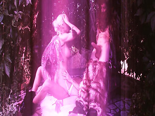 Sex Garden Scene 3 Blonde with a Big Ass in Lingerie Enjoys Two Cocks in a Threesome and a Facial