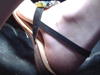 Sexy Driving My Turbo Disel Bravo with Manual Transmission in Solo Soprani Flip Flops