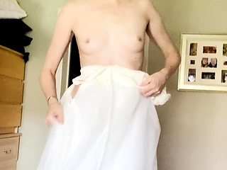 Small tit nubile in stockings masturbates