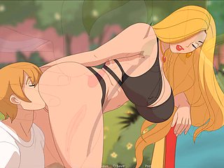 Sexy blonde Cynthia in a bikini gets her backside licked
