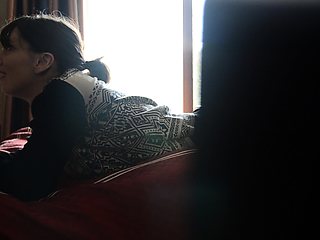 Brunette handjob amateur sensually jerks off her boyfriend