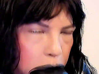 Sucking My New 20" Toy I Get Really Sloppy and Explode Cum in My Mouth