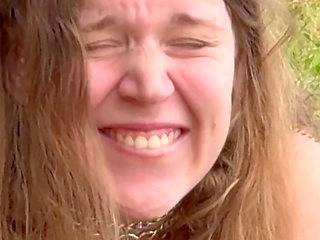 Girl Is Taken Out on a Leash by Master and Fuck Dildo in Pyssy with Anal Plug