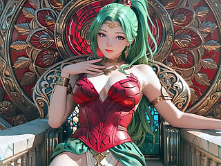 Green Goddess Beach Soliloquy! What bikini hides under that red gold armor?