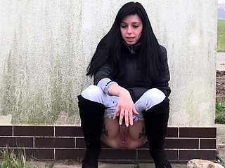 Busty Czech amateur fucks outdoor in public