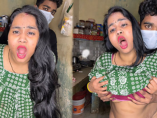 Full night non stop fucking in the kitchen of brother-in-law and sister-in-law, hard desi fuck all night