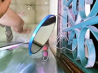 Furry is caught cumming in the company bathroom, smeared the floor with cum!