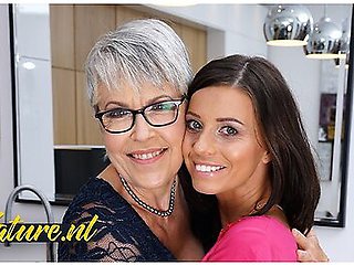 Hot Granny Lady Sextasy And Naughty Babe Vicky Love Stick Their Tongues Deep In Each Other Pussies