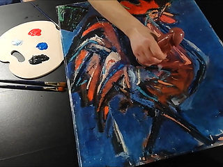 Horny Artist Cock Massage Cumshot