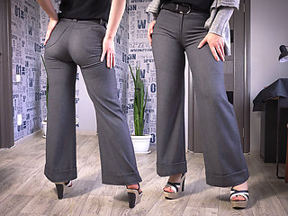 Secretary Modeling Legs and Ass in Tight Trousers