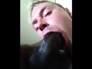 Amateur White Guy Sucks a Big Black Cock