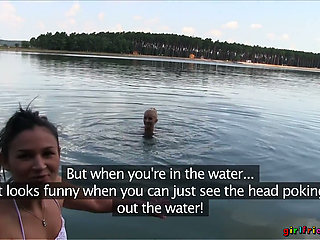 Girlfriends XXX - Petite Keira & Michelle Get Wet Outdoors for a Shaven Pussy Licking & Sneaky Lesbian Escapade